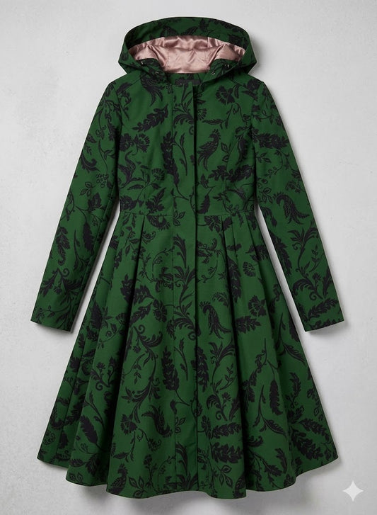 Dark Green Hooded Waterproof Coat