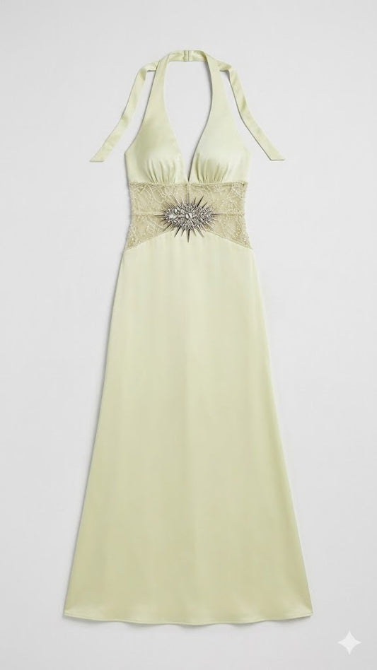 Celeste Embellished Halter Gown