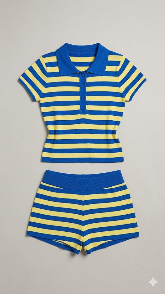 Chloe Striped Polo & Shorts Set